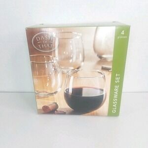 Dash of That Glassware Set Stemless Red Wine Glasses Set Of‎ 4 New